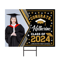 Personalized Graduation Yard Sign 2025 with Photo - Grad Sign, Class of 2025, Custom Graduation 2025 Yard Sign with Metal H-Stake