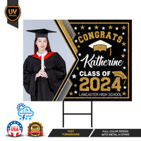 Personalized Graduation Yard Sign 2025 with Photo - Grad Sign, Class of 2025, Custom Graduation 2025 Yard Sign with Metal H-Stake