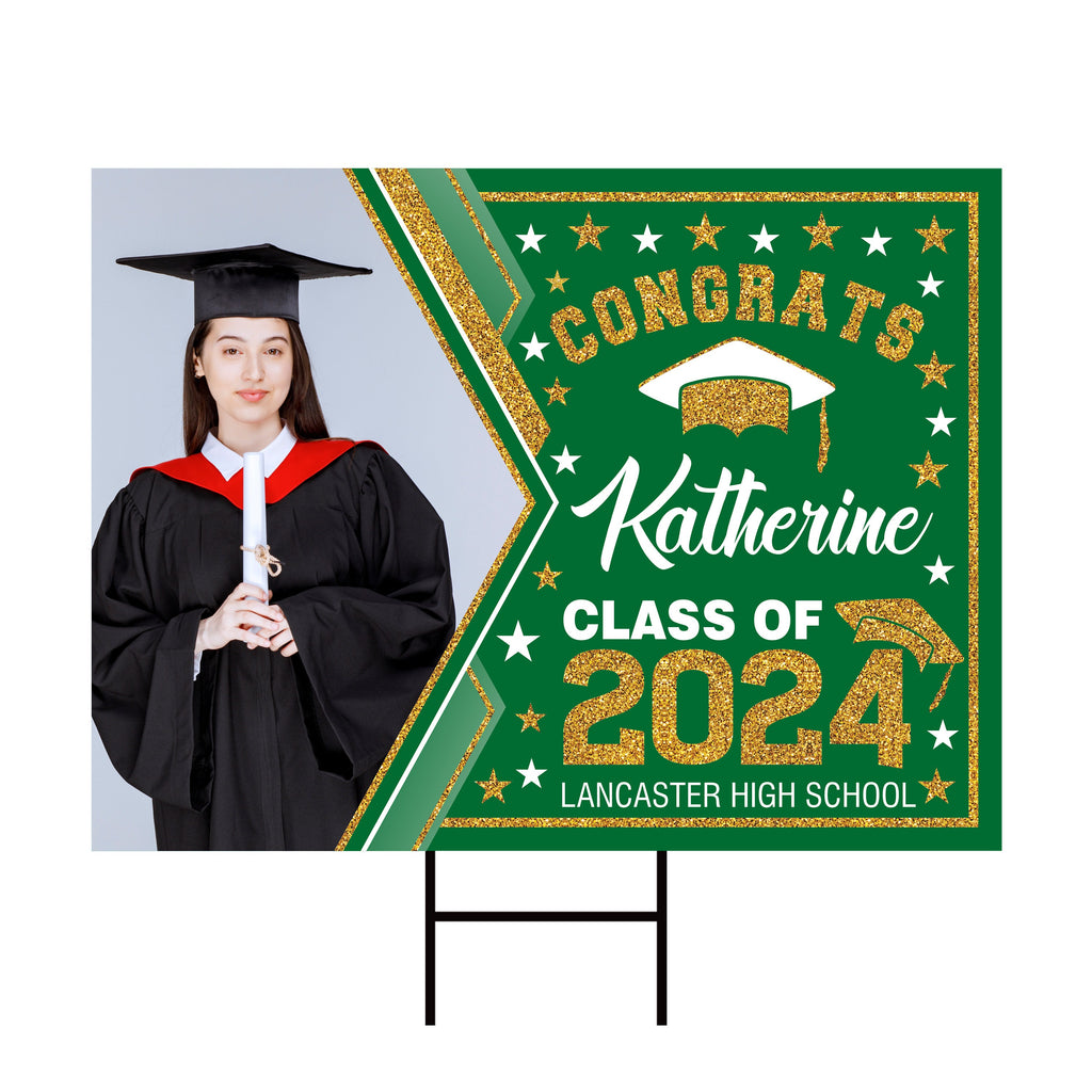 Personalized Graduation Yard Sign 2025 with Photo - Grad Sign, Class of 2025, Custom Graduation 2025 Yard Sign with Metal H-Stake