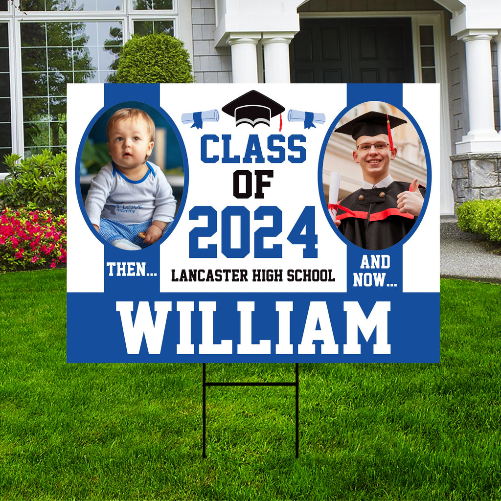 Personalized Graduation Yard Sign 2024 with Photo - Grad Sign, Class of 2024, Custom Graduation 2024 Yard Sign with Metal H-Stake