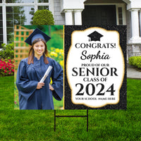 Personalized Graduation Yard Sign 2025 with Photo - Grad Sign, Class of 2025, Custom Graduation 2025 Yard Sign with Metal H-Stake