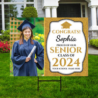 Personalized Graduation Yard Sign 2025 with Photo - Grad Sign, Class of 2025, Custom Graduation 2025 Yard Sign with Metal H-Stake