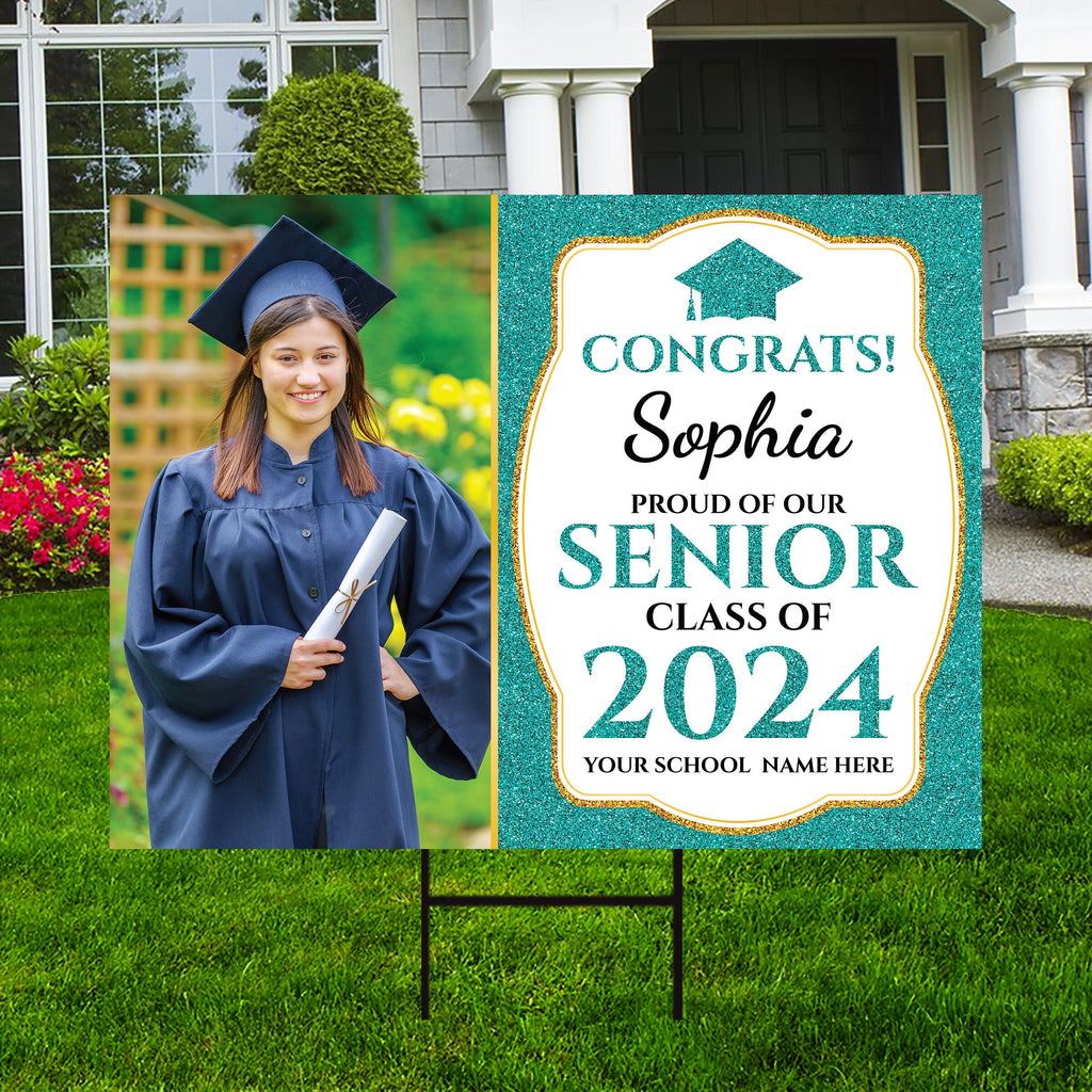 Personalized Graduation Yard Sign 2025 with Photo - Grad Sign, Class of 2025, Custom Graduation 2025 Yard Sign with Metal H-Stake