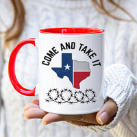 I Stand with Texas Coffee Mug, Support Texas Mug, Barbed Wire Patriotic Cup, Come and Take It Texas Flag Mug, Texas Border Coffee Cup