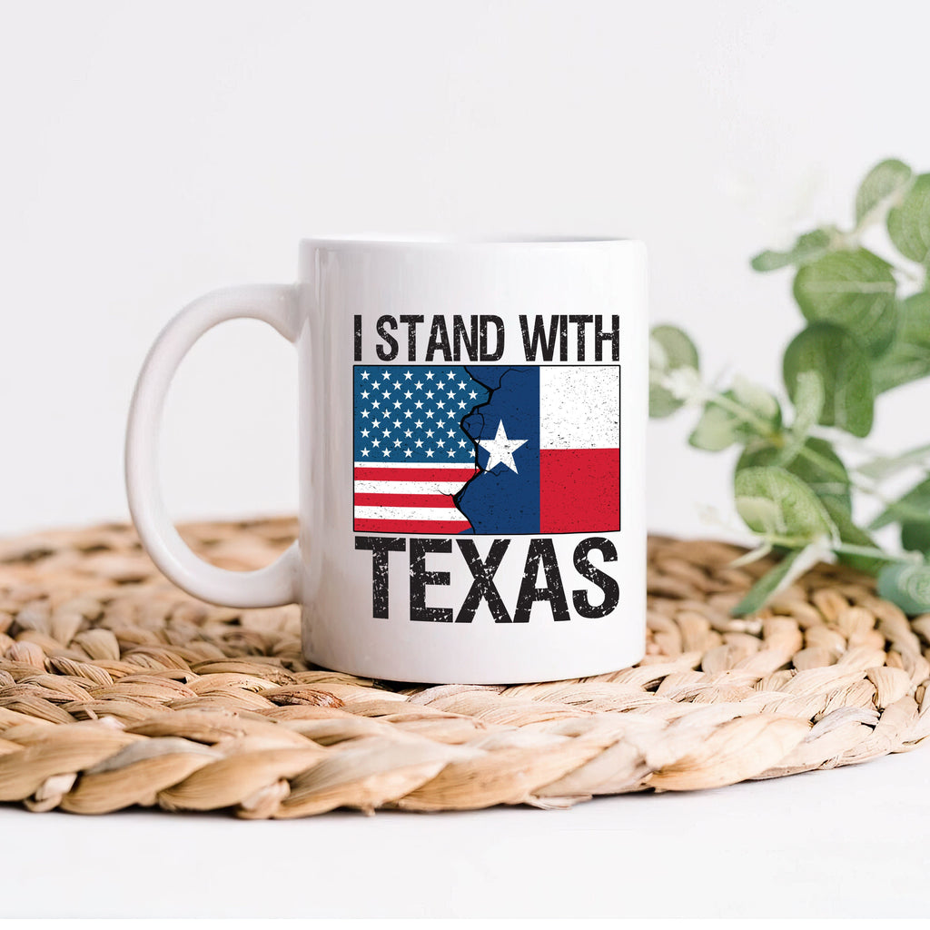 I Stand with Texas Coffee Mug, Support Texas Mug, Barbed Wire Patriotic Cup, Come and Take It Texas Flag Mug, Texas Border Coffee Cup