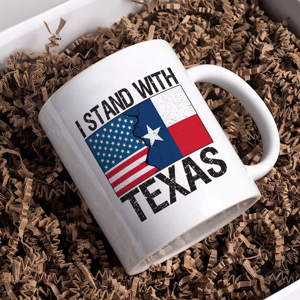 I Stand with Texas Coffee Mug, Support Texas Mug, Barbed Wire Patriotic Cup, Come and Take It Texas Flag Mug, Texas Border Coffee Cup