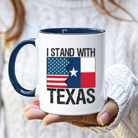 I Stand with Texas Coffee Mug, Support Texas Mug, Barbed Wire Patriotic Cup, Come and Take It Texas Flag Mug, Texas Border Coffee Cup