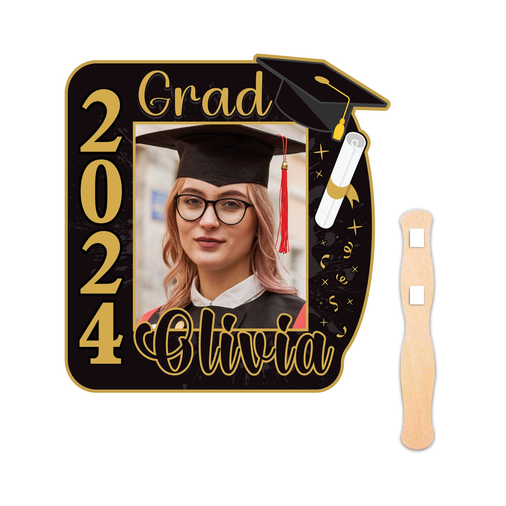 Custom Face Fans With Wooden Handle, Graduation Head, Grad Face Fans, Class of 2024 Head Fans, Graduation Faces on a Stick