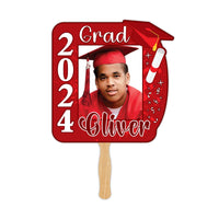 Custom Face Fans With Wooden Handle, Graduation Head, Grad Face Fans, Class of 2024 Head Fans, Graduation Faces on a Stick