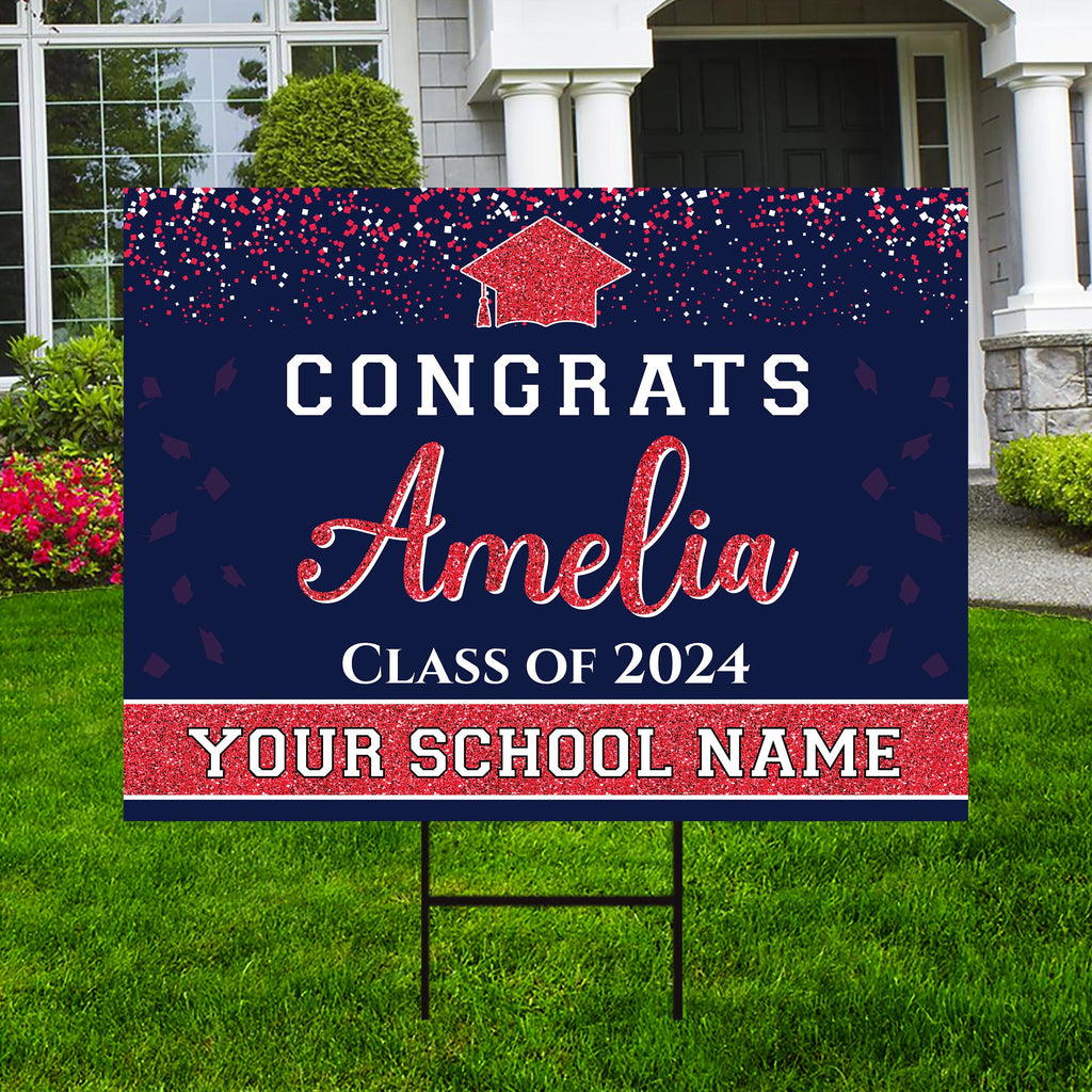 Personalized Graduation Yard Sign 2024, Graduate 2024, Senior Grad Sign, Class of 2024, Custom Graduation 2024 Yard Sign with Metal H-Stake