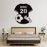 Custom Football Player Aluminum Sign - Personalized Soccer Metal Signage, Football Player Name Sign, Customizable Soccer Shirt Wall Hanging