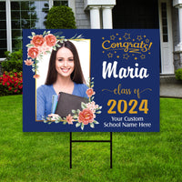 Personalized Graduation Yard Sign 2024 with Photo, 2024 Senior Grad Sign, Class of 2024, Custom Graduation 2024 Yard Sign with Metal H-Stake