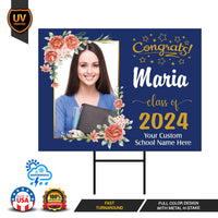 Personalized Graduation Yard Sign 2025 with Photo, 2025 Senior Grad Sign, Class of 2025, Custom Graduation 2025 Yard Sign with Metal H-Stake