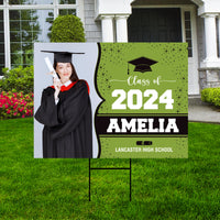 Personalized Graduation Yard Sign 2024 with Photo - Grad Sign, Class of 2024, Custom Name Graduation 2024 Yard Sign with Metal H-Stake