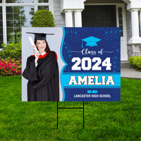 Personalized Graduation Yard Sign 2025 with Photo - Grad Sign, Class of 2025, Custom Name Graduation 2025 Yard Sign with Metal H-Stake