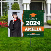 Personalized Graduation Yard Sign 2025 with Photo - Grad Sign, Class of 2025, Custom Name Graduation 2025 Yard Sign with Metal H-Stake