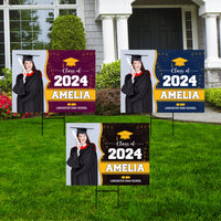 Personalized Graduation Yard Sign 2025 with Photo - Grad Sign, Class of 2025, Custom Name Graduation 2025 Yard Sign with Metal H-Stake