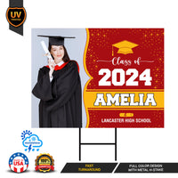 Personalized Graduation Yard Sign 2024 with Photo - Grad Sign, Class of 2024, Custom Name Graduation 2024 Yard Sign with Metal H-Stake