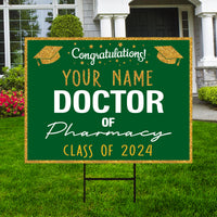 Personalized Graduation Yard Sign 2025, Graduate 2025, Class of 2025, Custom Doctor of Pharmacy Graduation 2025 Yard Sign with Metal H-Stake