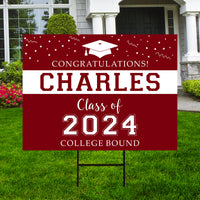 Personalized College Bound Yard Sign, College Bound Sign Logo, Custom Name Graduate College University Bound Yard Sign with Metal H-Stake