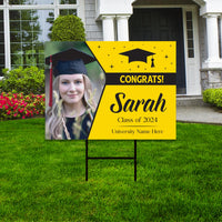 Personalized Graduation Yard Sign 2025 with Photo - Grad Sign, Class of 2025, Custom Graduation 2025 Yard Sign with Metal H-Stake