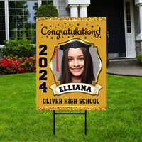 Personalized Graduation Yard Sign 2024 with Photo - Grad Sign, Class of 2024, Custom Graduation 2024 Yard Sign with Metal H-Stake