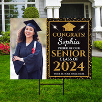 Personalized Graduation Yard Sign 2024 with Photo - Grad Sign, Class of 2024, Custom Graduation 2024 Yard Sign with Metal H-Stake