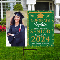 Personalized Graduation Yard Sign 2024 with Photo - Grad Sign, Class of 2024, Custom Graduation 2024 Yard Sign with Metal H-Stake