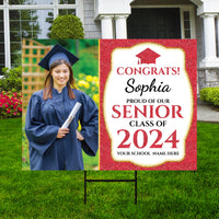 Personalized Graduation Yard Sign 2024 with Photo - Grad Sign, Class of 2024, Custom Graduation 2024 Yard Sign with Metal H-Stake