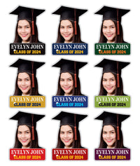 Custom Face Fans With Wooden Handle, Graduation Head, Grad Face Fans, Class of 2024 Head Fans, Graduation Faces on a Stick