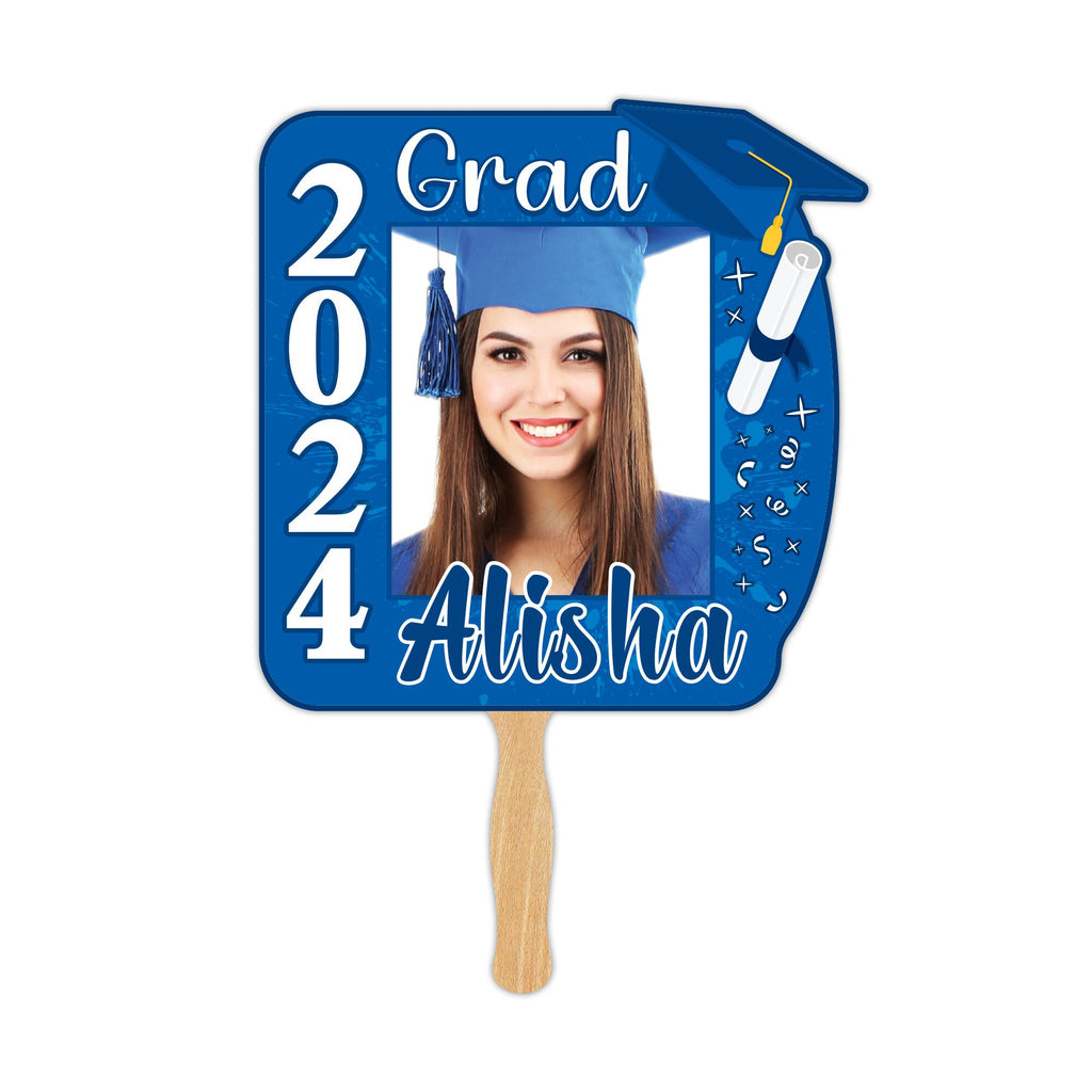 Custom Face Fans With Wooden Handle, Graduation Head, Grad Face Fans, Class of 2024 Head Fans, Graduation Faces on a Stick