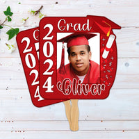 Custom Face Fans With Wooden Handle, Graduation Head, Grad Face Fans, Class of 2024 Head Fans, Graduation Faces on a Stick