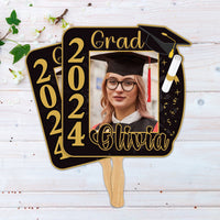 Custom Face Fans With Wooden Handle, Graduation Head, Grad Face Fans, Class of 2024 Head Fans, Graduation Faces on a Stick