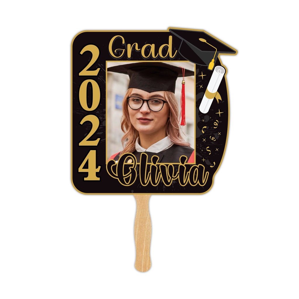 Custom Face Fans With Wooden Handle, Graduation Head, Grad Face Fans, Class of 2024 Head Fans, Graduation Faces on a Stick