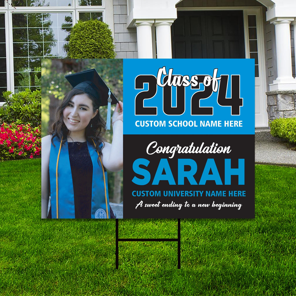 Personalized Graduation Yard Sign 2025 with Photo - Grad Sign, Class of 2025, Custom Graduation 2025 Yard Sign with Metal H-Stake