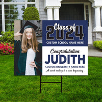 Personalized Graduation Yard Sign 2024 with Photo - Grad Sign, Class of 2024, Custom Graduation 2024 Yard Sign with Metal H-Stake