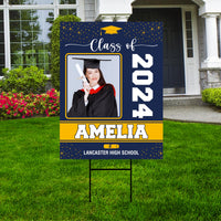 Personalized Graduation Yard Sign 2024 with Photo, 2024 Senior Grad Sign, Class of 2024, Custom Graduation 2024 Yard Sign with Metal H-Stake