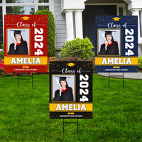 Personalized Graduation Yard Sign 2024 with Photo, 2024 Senior Grad Sign, Class of 2024, Custom Graduation 2024 Yard Sign with Metal H-Stake