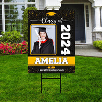 Personalized Graduation Yard Sign 2024 with Photo, 2024 Senior Grad Sign, Class of 2024, Custom Graduation 2024 Yard Sign with Metal H-Stake