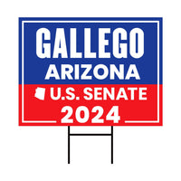 Ruben Gallego US Senate Yard Sign - Coroplast US Senate Election Arizona 2024 Race Red White & Blue Yard Sign with Metal H-Stake