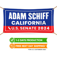 Adam Schiff For California U.S. Senate Banner Sign, 13oz US Senate 2024 Adam Schiff Vote Election 2024 Vinyl Banner With Metal Grommets