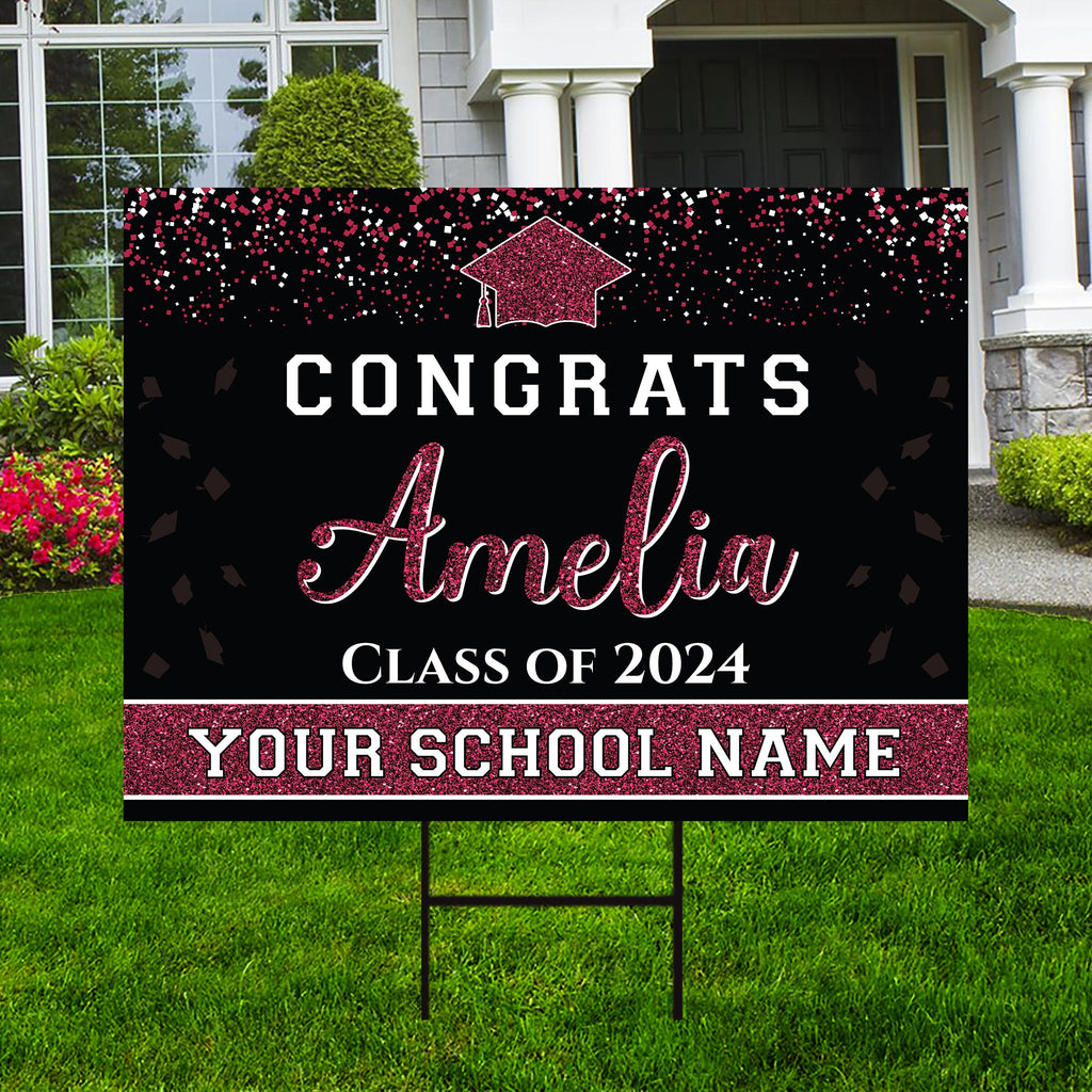 Personalized Graduation Yard Sign 2024, Graduate 2024, Senior Grad Sign, Class of 2024, Custom Graduation 2024 Yard Sign with Metal H-Stake