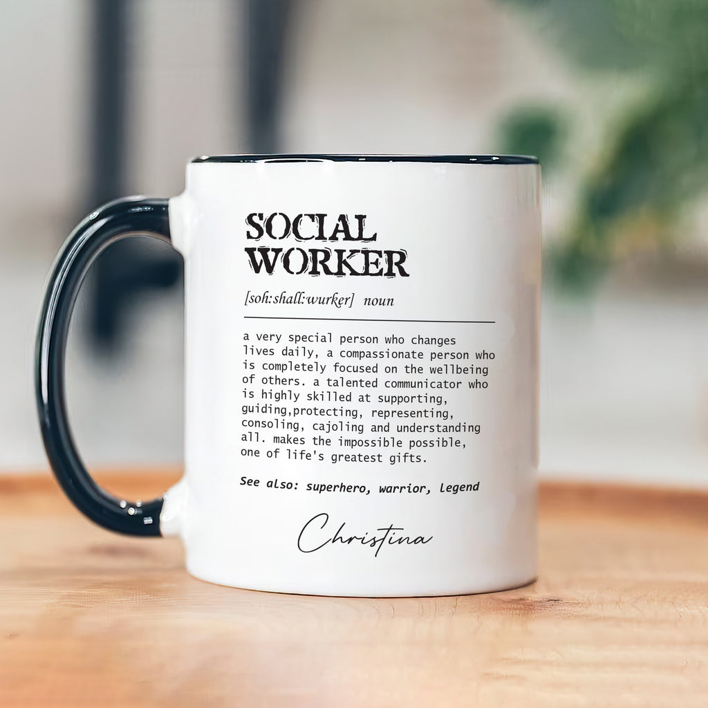 Personalized Social Worker Definition Mug, Custom Name Social Worker Coffee Mug, Social Worker Life, Social Worker Gift, Appreciation Gift