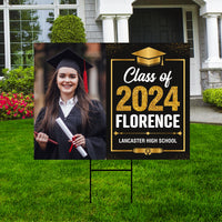 Personalized Graduation Yard Sign 2024 with Photo, 2024 Senior Grad Sign, Class of 2024, Custom Graduation 2024 Yard Sign with Metal H-Stake