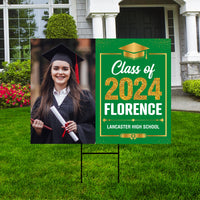 Personalized Graduation Yard Sign 2024 with Photo, 2024 Senior Grad Sign, Class of 2024, Custom Graduation 2024 Yard Sign with Metal H-Stake