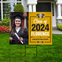 Personalized Graduation Yard Sign 2024 with Photo, 2024 Senior Grad Sign, Class of 2024, Custom Graduation 2024 Yard Sign with Metal H-Stake