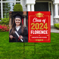 Personalized Graduation Yard Sign 2024 with Photo, 2024 Senior Grad Sign, Class of 2024, Custom Graduation 2024 Yard Sign with Metal H-Stake