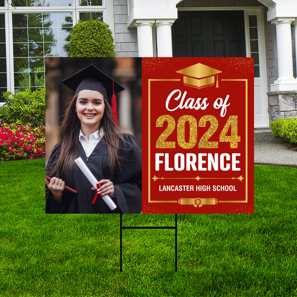 Personalized Graduation Yard Sign 2025 with Photo, 2025 Senior Grad Sign, Class of 2025, Custom Graduation 2025 Yard Sign with Metal H-Stake