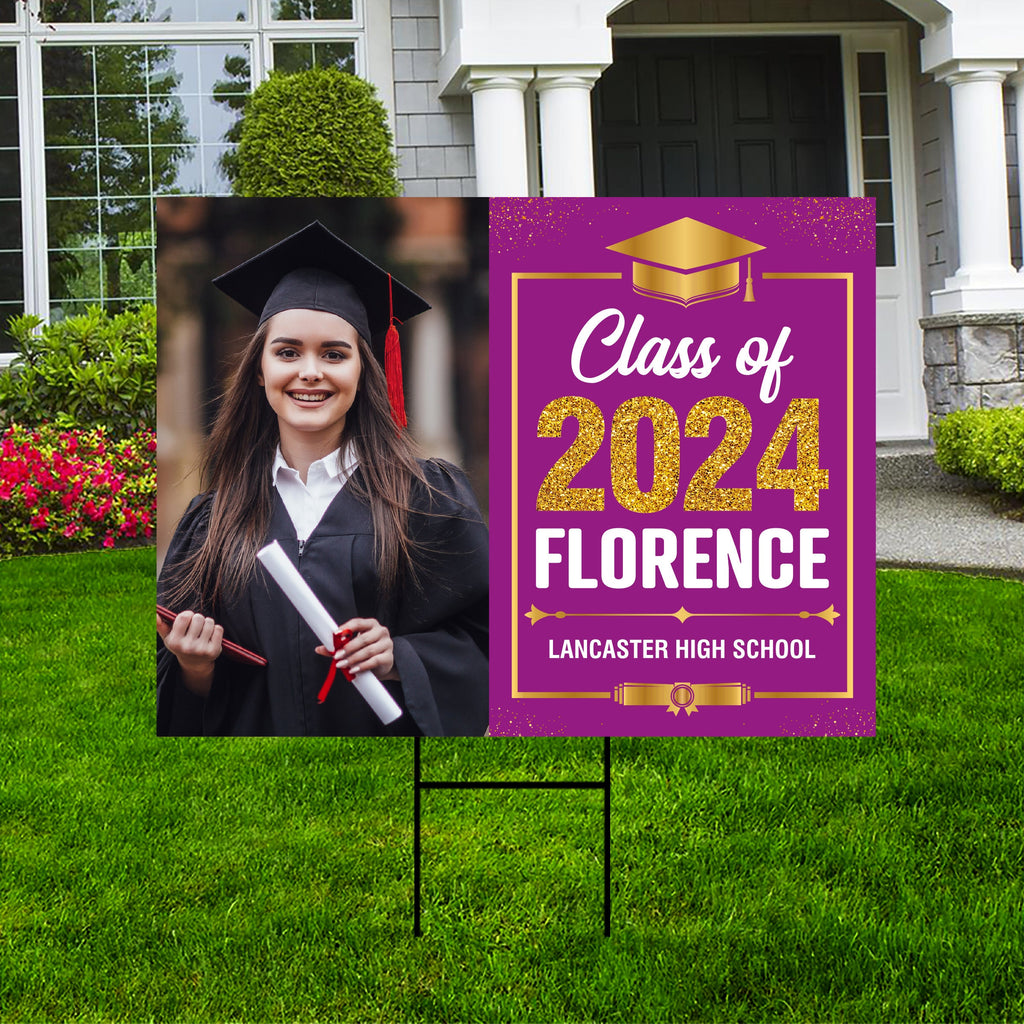 Personalized Graduation Yard Sign 2025 with Photo, 2025 Senior Grad Sign, Class of 2025, Custom Graduation 2025 Yard Sign with Metal H-Stake