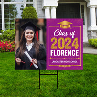 Personalized Graduation Yard Sign 2024 with Photo, 2024 Senior Grad Sign, Class of 2024, Custom Graduation 2024 Yard Sign with Metal H-Stake